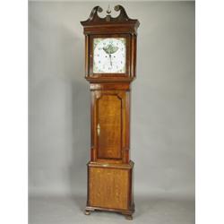 Joseph Blackhurst, Weaverham A 19th century oak longcase clock, the repainted dial with a moon...