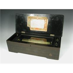 A Swiss rosewood inlaid and simulated music box, playing with eight airs, 50cm wide Est. 35...