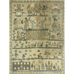 An early 19th century sampler: Be Kind To All / Familiar With Few / And Only Intimate With One...