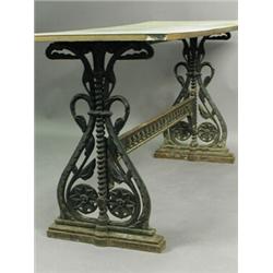A Victorian cast iron garden table, possibly by Coalbrookdale, the ends inscribed No. 17 - 282...