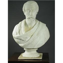 A Victorian marble bust of a gentleman, on a socle base, 75cm high Est. 750/900...