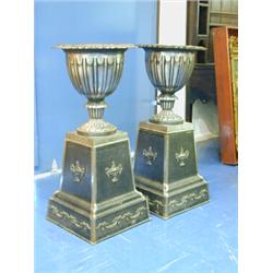 A pair of French cast iron pedestal urns, of classical form, 99cm Est. 300/500...