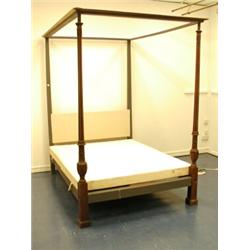 A four poster bed with reeded and fluted mahogany posts, 5ft wide Est. 600/800...
