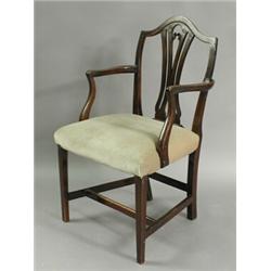 A Hepplewhite style inlaid mahogany elbow chair Est. 150/200...