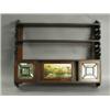 Image 1 : A late Victorian mahogany wall shelf with fret cut ends, a painted panel cupboard door and two...