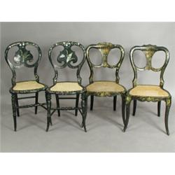 Two pairs of Victorian papier mache chairs with cane seats Est. 100/200...