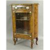 Image 1 : A 20th century walnut veneered French Vitrine with a brass galleried back and porcelain panels...