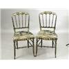 Image 1 : A pair of Victorian ebonised and gilt bedroom chairs, each with a stuff over and cane seat ...