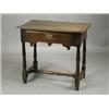 Image 1 : An early 18th century oak sidetable with a single drawer on turned legs, 74cm wide Est. 500...