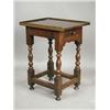 Image 1 : A small late 17th century oak table, the later top over a drawer, on baluster legs, 55 x 44cm<...