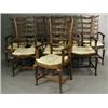 Image 1 : A set of eight Anglo-Indian hardwood dining chairs with pierced ladder backs, each with swept...