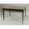 Image 1 : A Sheraton design mahogany draw leaf table, on square tapering legs, brass cups and castors, 9...