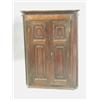 Image 1 : A George III mahogany corner cupboard, with a burr elm frieze above two panelled doors, 108cm...