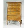 Image 1 : An 18th century oak chest the low stand with inlaid stringing, and cabriole legs, 101cm wide x...