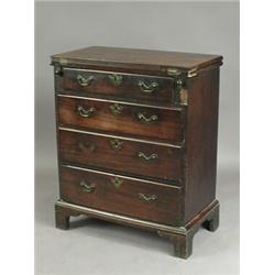 A George III mahogany bachelors chest, the foldover top hinging at the front, above four gradu...