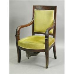 A 19th century French Empire armchair with carved anthemion decoration to the legs Est. 350...