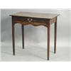 Image 1 : A George III mahogany side table with a single frieze drawer and a shaped apron, on square tap...
