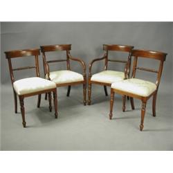 A set of ten reproduction Regency style mahogany dining chairs, (two elbow and eight single) w...