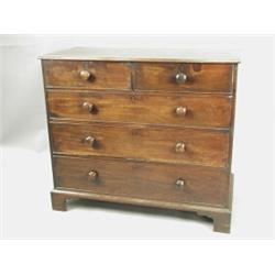 A George III mahogany chest of drawers with later knob handles, 115cm wide Est. 400/600...