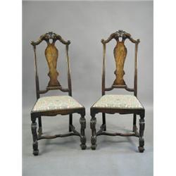 A pair of Dutch style walnut sidechairs, 20th century Est. 100/200...
