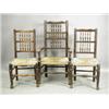 Image 1 : A set of six rush seated provincial ladderback chairs, comprising two carver armchairs and fou...