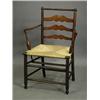 Image 1 : A 19th century elm ladderback country armchair with a rush seat Est. 200/300...