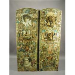 A Victorian three fold scrap screen (restored) Est. 200/400...