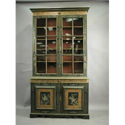 A reproduction black lacquered bookcase with gilt and painted decoration, 126cm wide Est. 1...