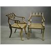 Image 1 : A pair of Regency style elbow chairs with gilt and painted decoration and cane seats Est. 6...