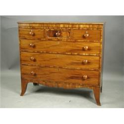 A Victorian mahogany chest of drawers with three short drawers over three long drawers and spl...
