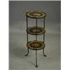 Image 1 : A Victorian three tier eterge each shelf with a central inlaid panel within a walnut border, t...