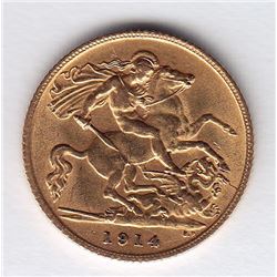 World Gold Coins -  Great Britain Half Sovereign 1914