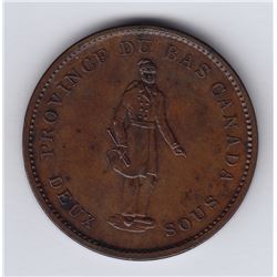 Br. 521. Quebec Bank penny, 1837. large ground, no period.