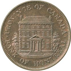 Br. 527. Bank of Montreal Front View Halfpenny, 1844.