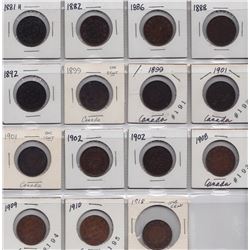 Lot of Fifteen Large Cents