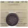 Image 1 : 1874H Twenty Five Cents