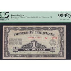 1936 Prosperity Certificate One Dollar, Aug. 5