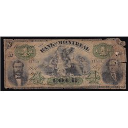 1871 Bank of Montreal Four Dollars