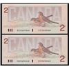 Image 2 : Special Serial Numbers - 1986 Bank of Canada Two Dollar Identical Serial #'d Pair
