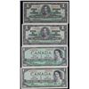 Image 1 : Lot of Four Bank of Canada One Dollar Bank Notes