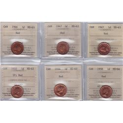 Lot of Six ICCS Graded One Cents