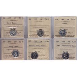 Lot of Six ICCS Graded Ten Cents