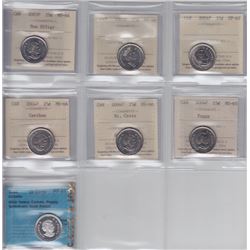 Lot of Seven Graded Twenty Five Cents