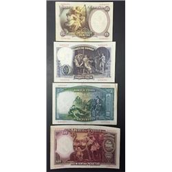 1931 Spain Set of Four Banknotes