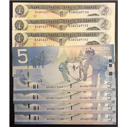 Lot of Seven Bank of Canada Notes