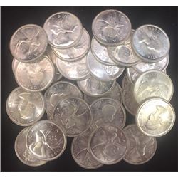 30 x 1958 Silver Canada 25-cents