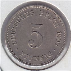 1907 G German Reich 5 Pfennig