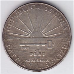 1953 Cuba 1 Peso Silver Coin