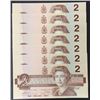 Image 1 : 7 x Consecutive 1986 Canada $2 notes
