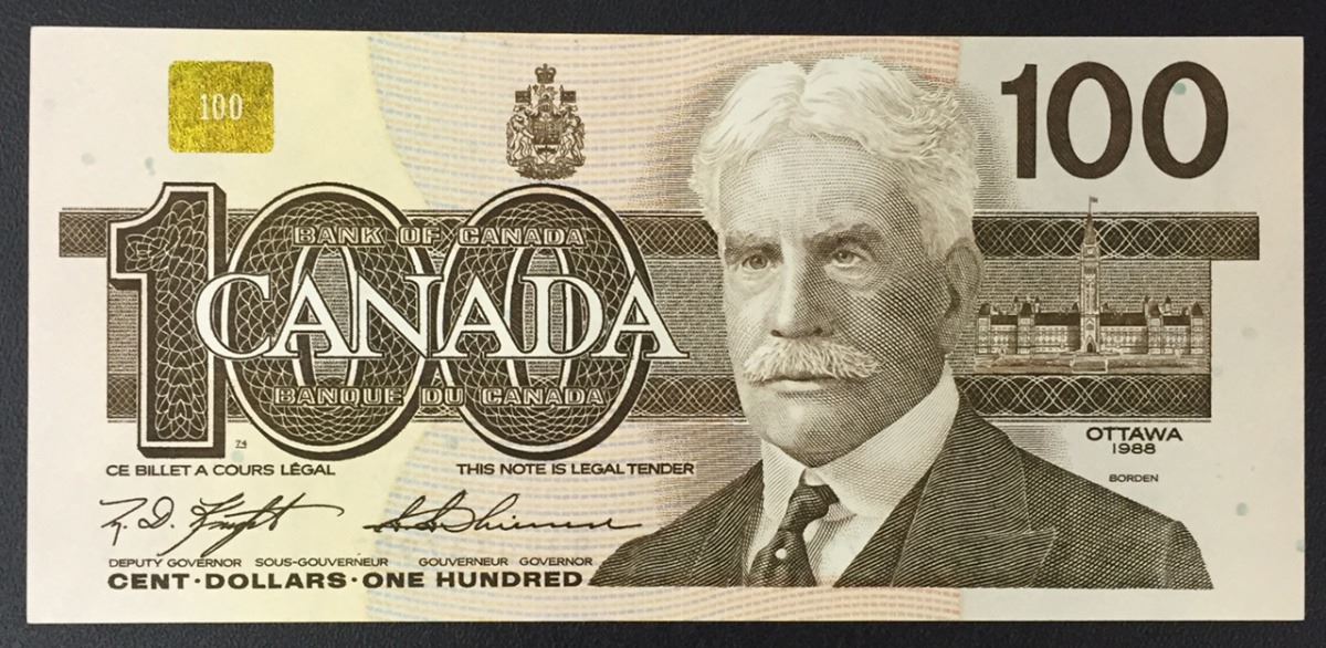 1988 Bank of Canada 100 Note Geoffrey Bell Auctions 1988 Bank of Canada 100 Note Geoffrey Bell Auctions